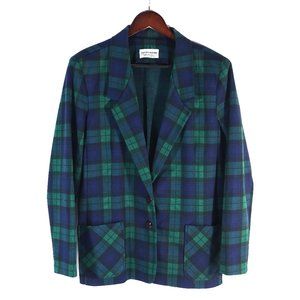 Green and Blue Plaid Dotty Mann Blazer Jacket